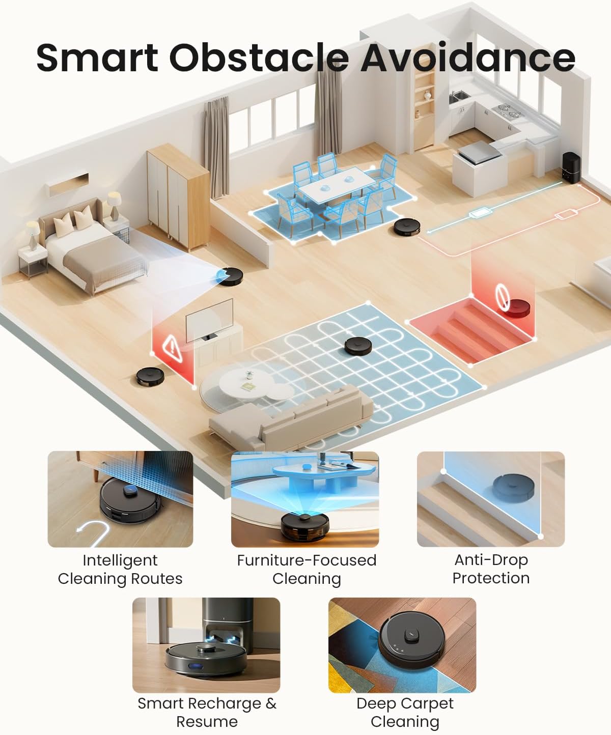 Robot Vacuum Mop 5300Pa Self Empty LiDAR Smart Mapping