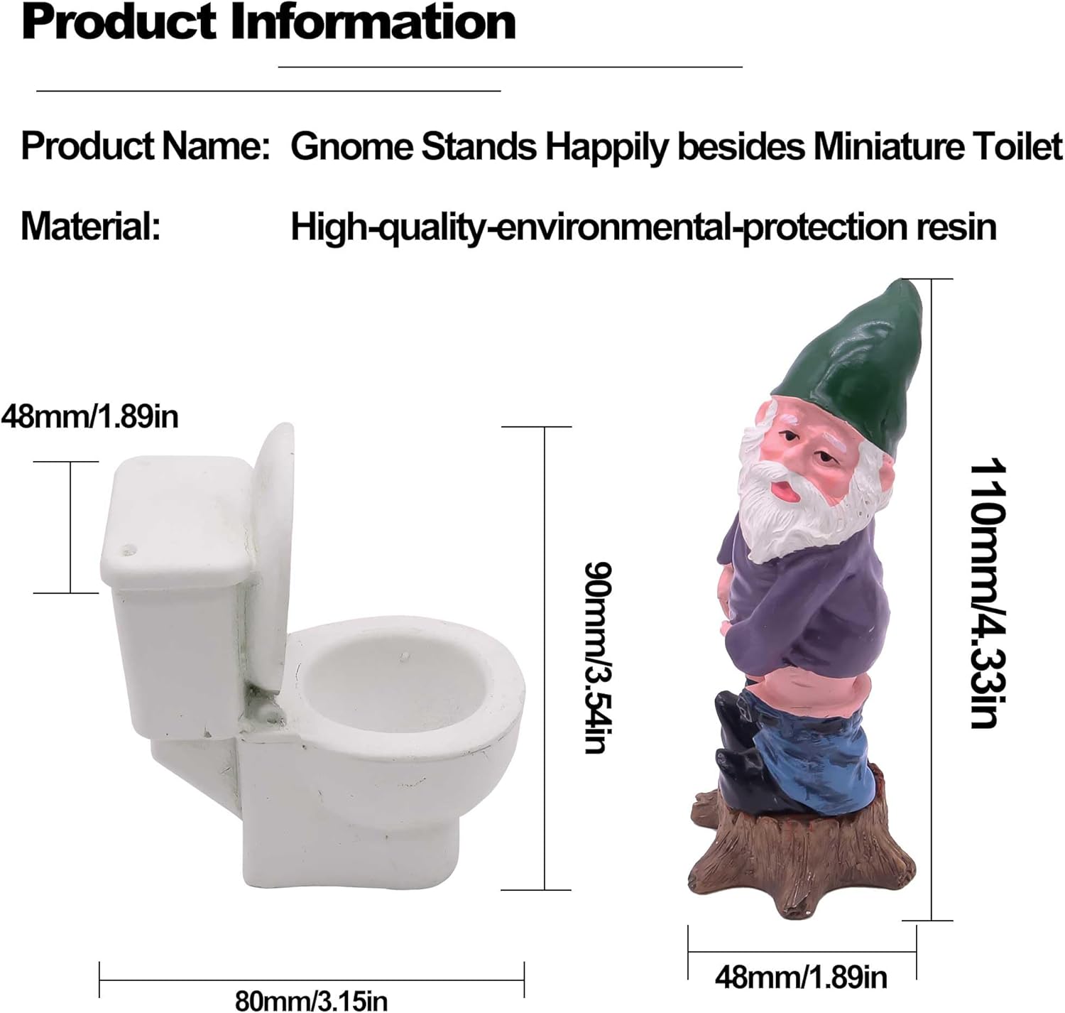 Funny Potty Gnome Statue Set Resin Garden Decor Mini Ornament