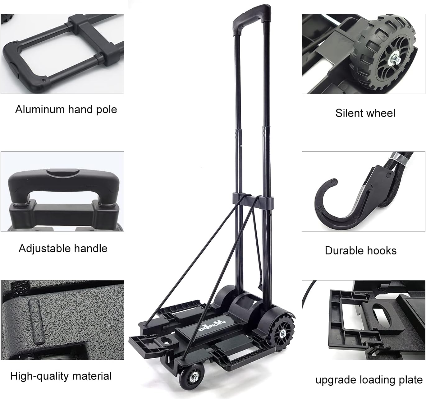 Folding Hand Truck Trolley 45KG 4 Wheel Steel Cart
