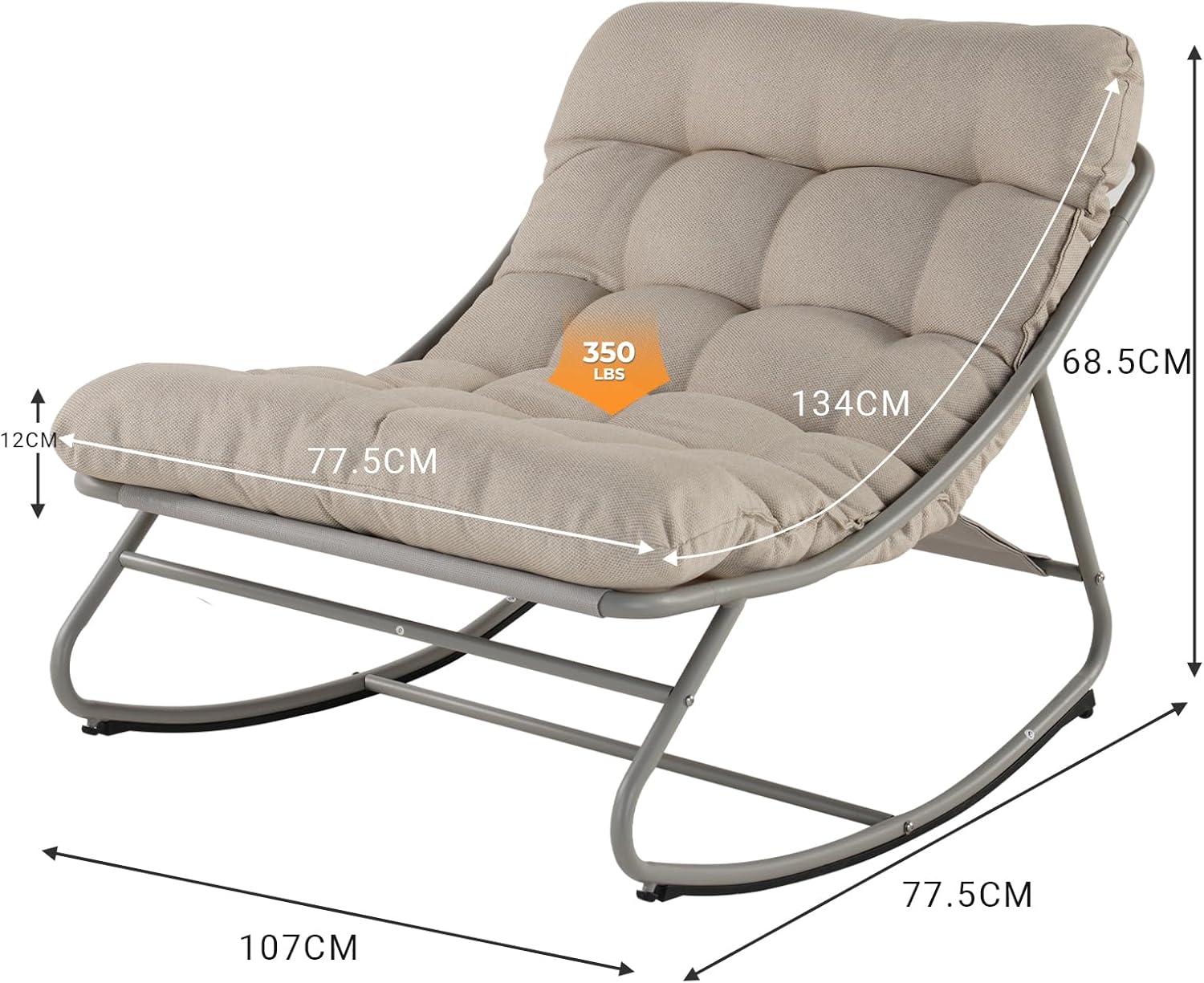 Garden Rocking Chair with Side Table Cushion Lounge Seat