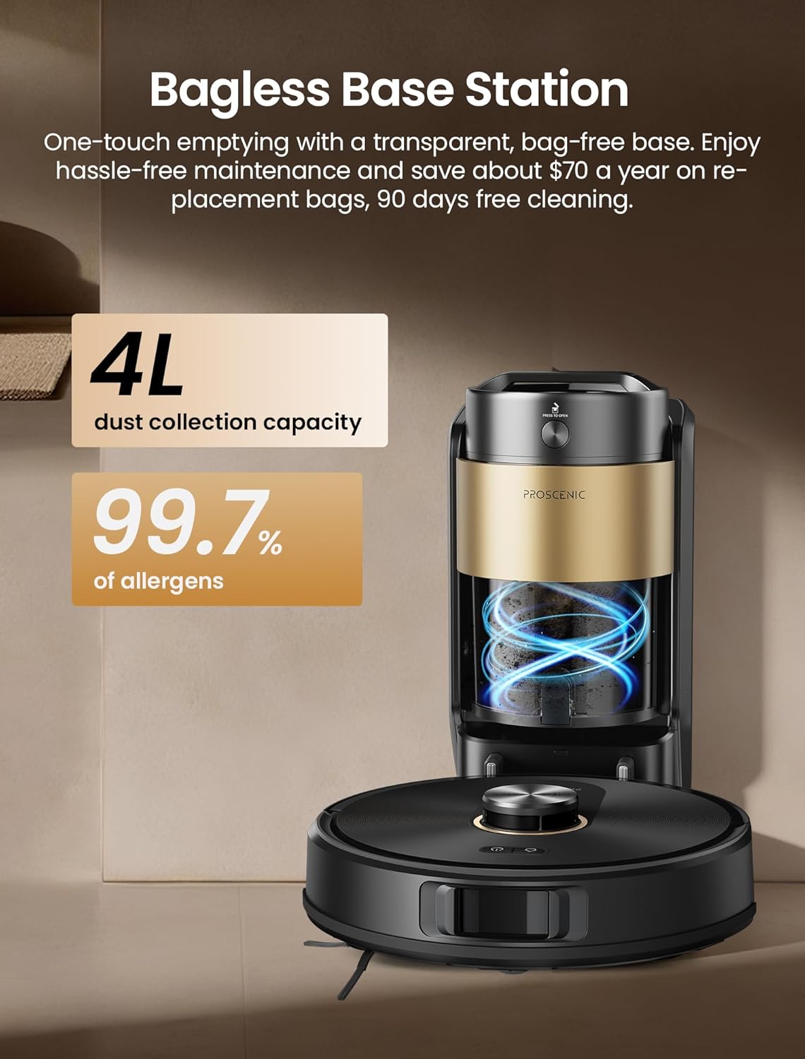 Robot Vacuum Mop 10000Pa Self Empty Bagless LiDAR 200Min