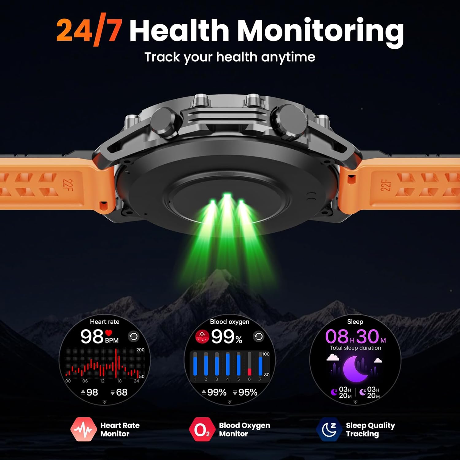Military Smart Watch 120 Sports LED Flash 500mAh