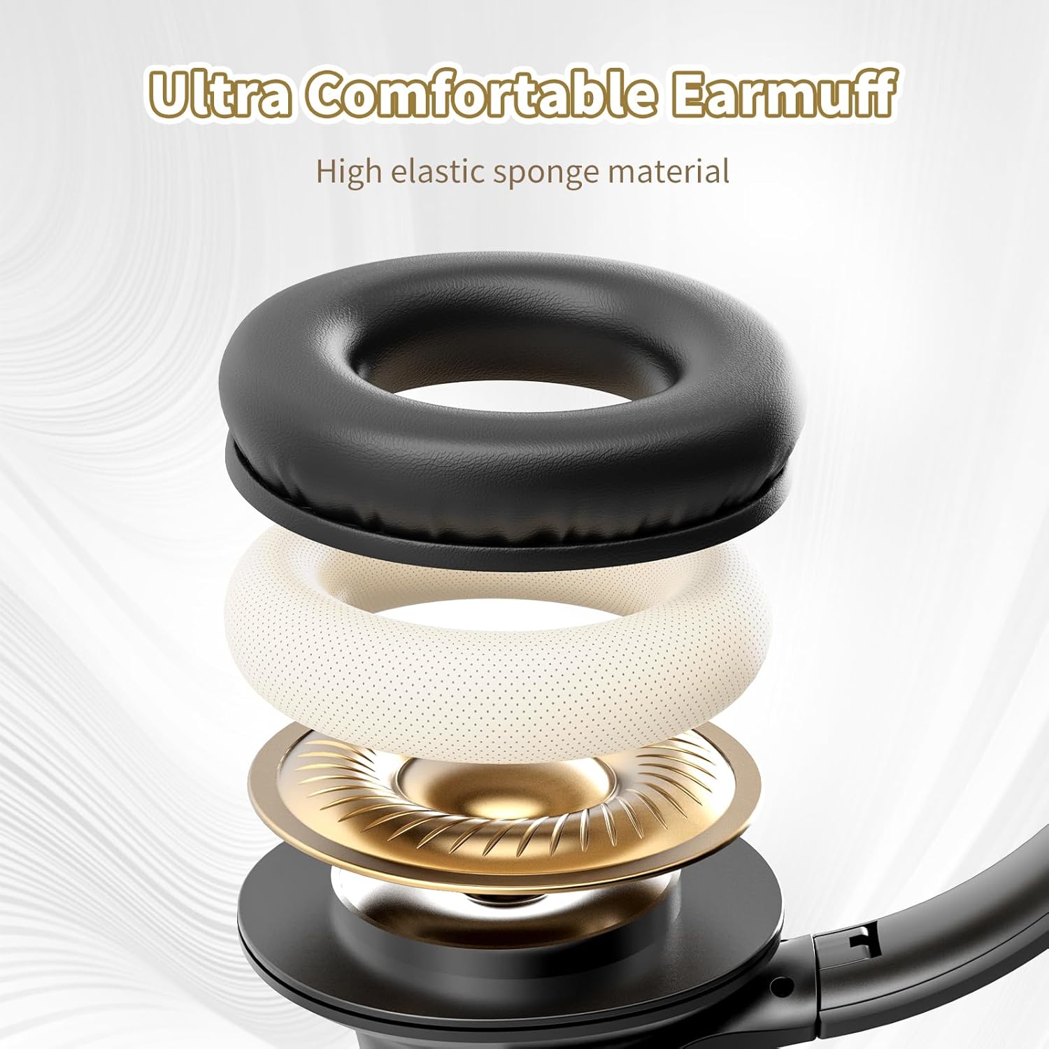 Black Bluetooth Over Ear Headphones 55H Playtime Foldable Deep Bass