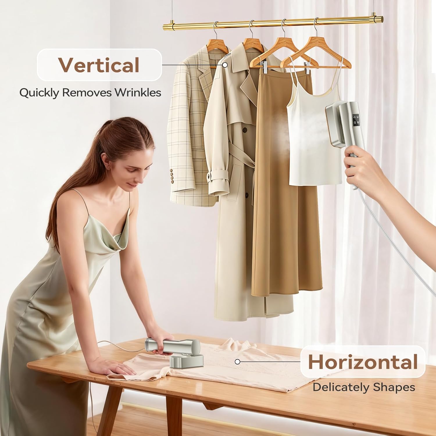 Travel Clothes Steamer 2 in 1 Dual Tank 1300W 4 Modes Fast