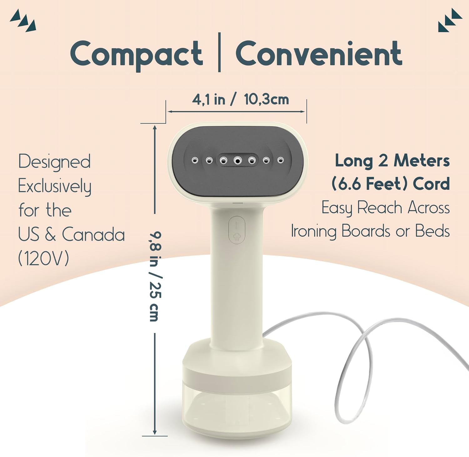 Handheld Garment Steamer 1600W 30s Heat 250ml Tank Travel
