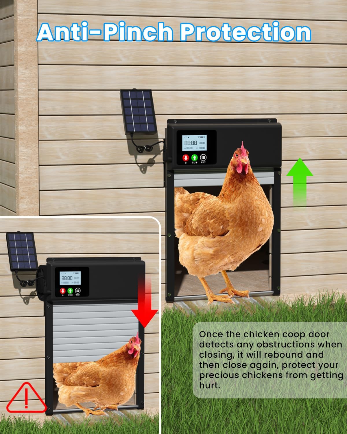 Automatic Chicken Coop Door Solar WiFi Timer Light Sensor