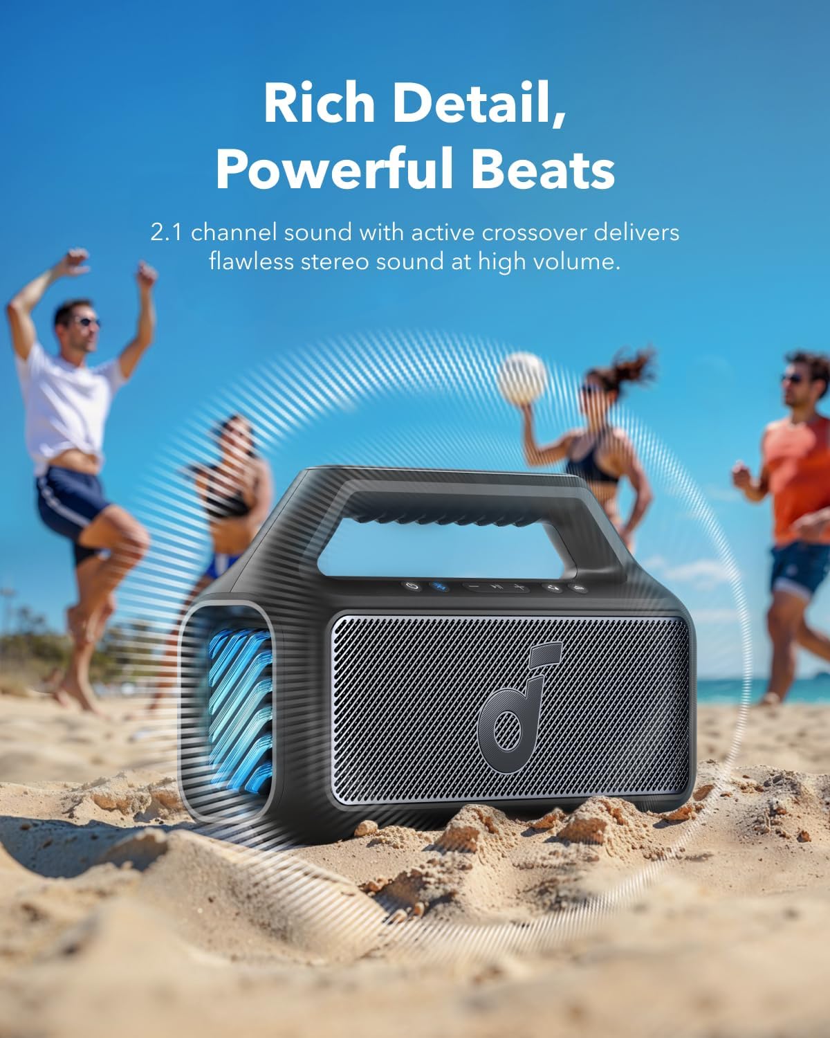 80W Bluetooth Speaker Waterproof Floatable Bass 24H Play RGB