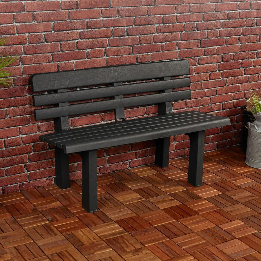 Weatherproof Plastic Garden Bench 2 Seater Outdoor Patio Seat
