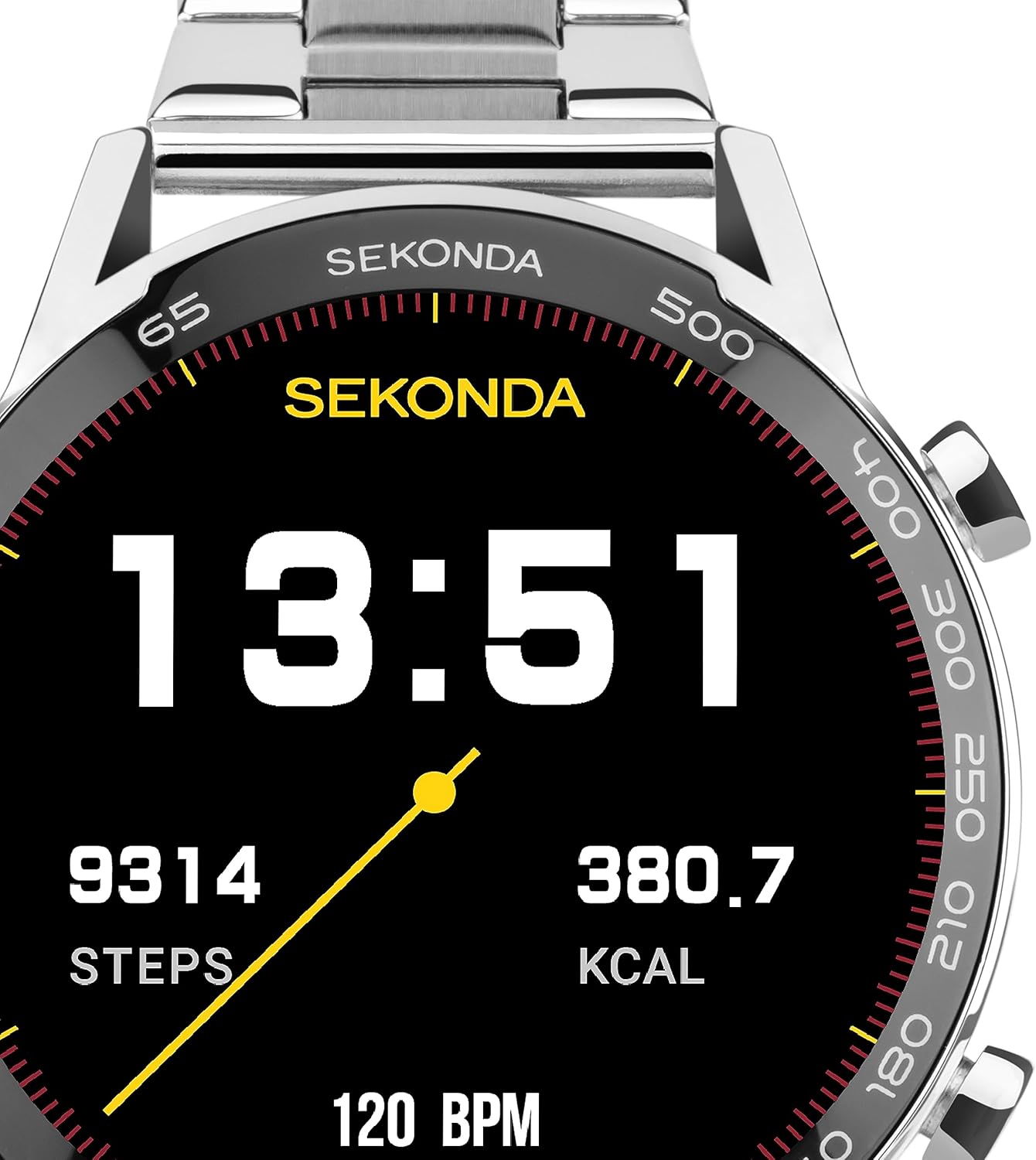 45mm Silver Smart Watch Stainless Steel Fitness Tracker
