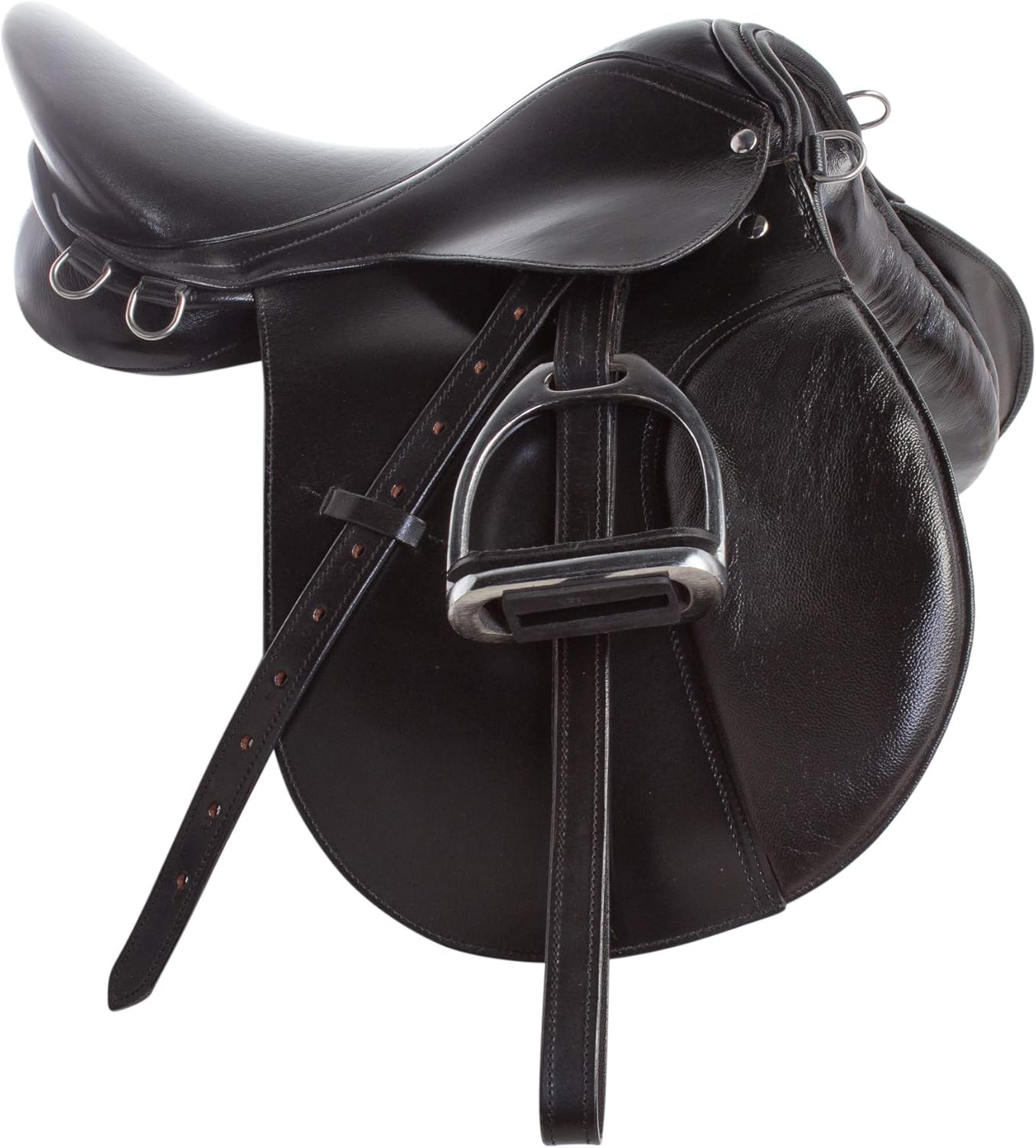 12 Inch English Leather Saddle Tack Set with Padded Knee Pads