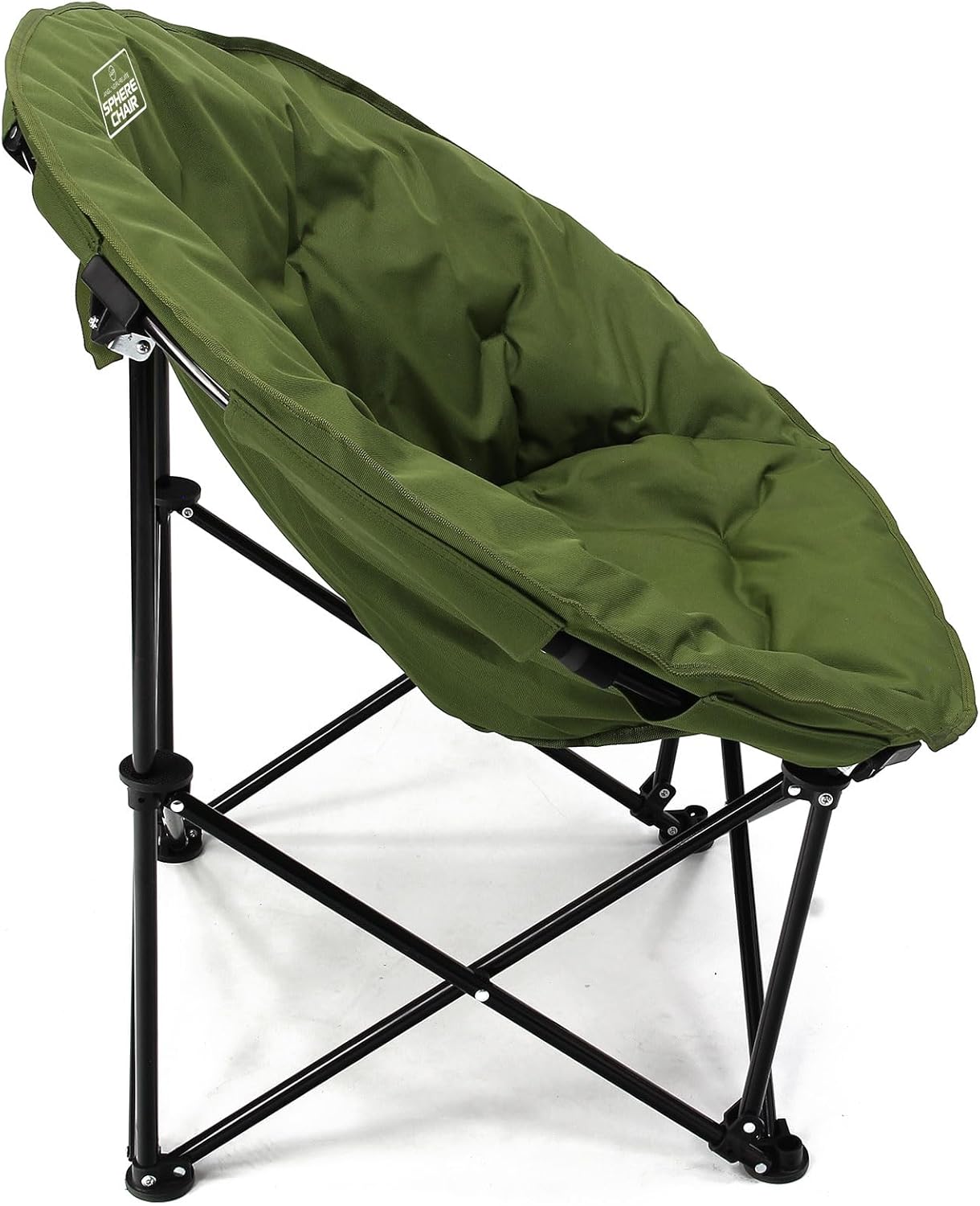 Compact Moon Fishing Chair Foldable Padded Steel Frame Green