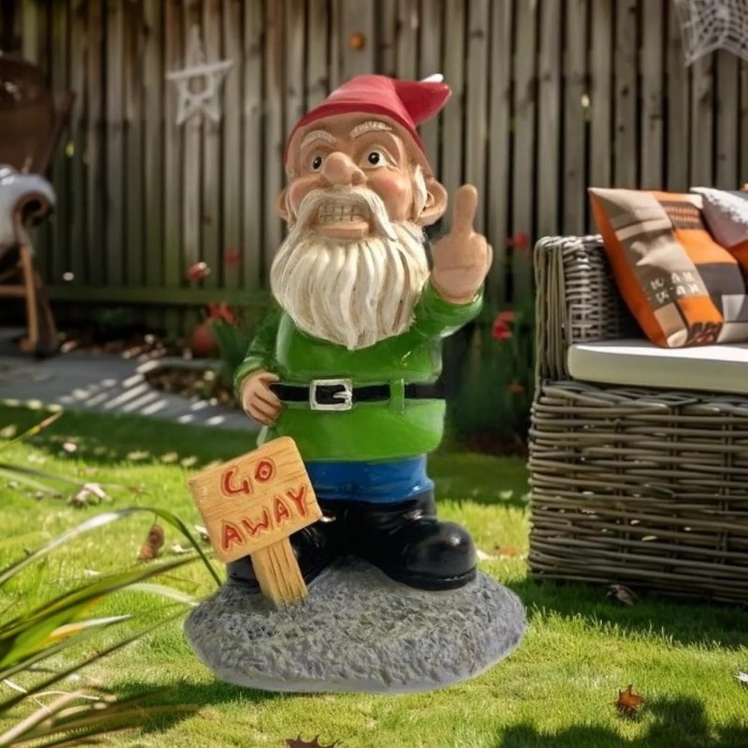 Funny Garden Gnome Statue Resin Outdoor Patio Yard Decor