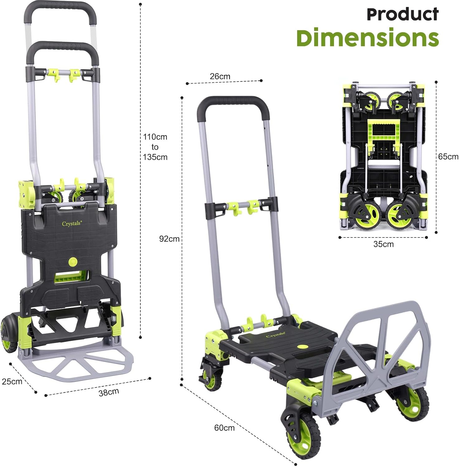 2 In 1 Folding Sack Truck Trolley 120KG Flatbed Cart