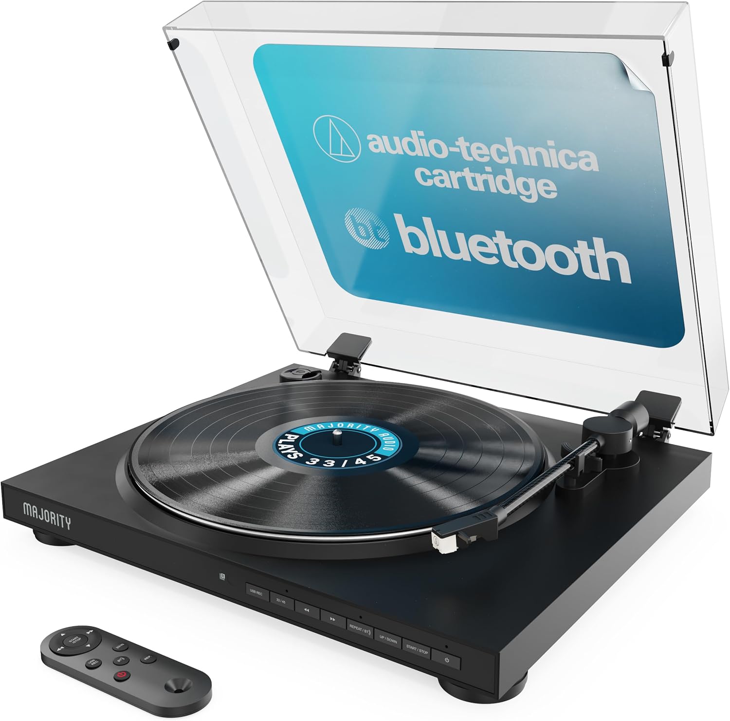 Fully Automatic Vinyl Record Player with Bluetooth 5.3, USB Recording & Remote