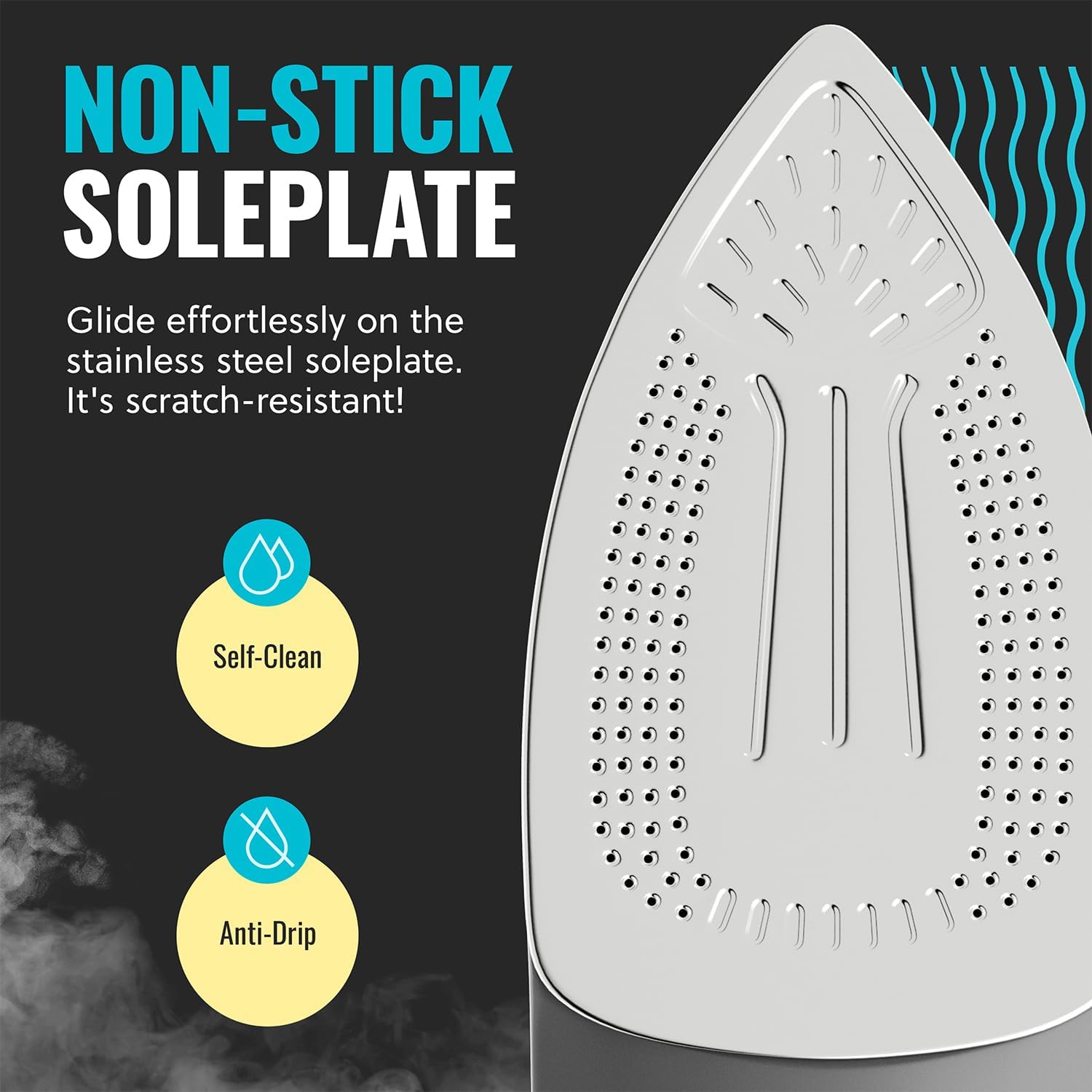 Powerful Steam Iron 3050W Stainless Soleplate Self Clean Auto Shutoff