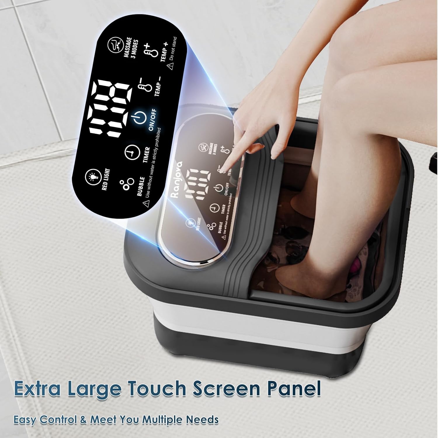 Foldable Foot Spa Massager Heat Bubble Shiatsu Balls Temp Control