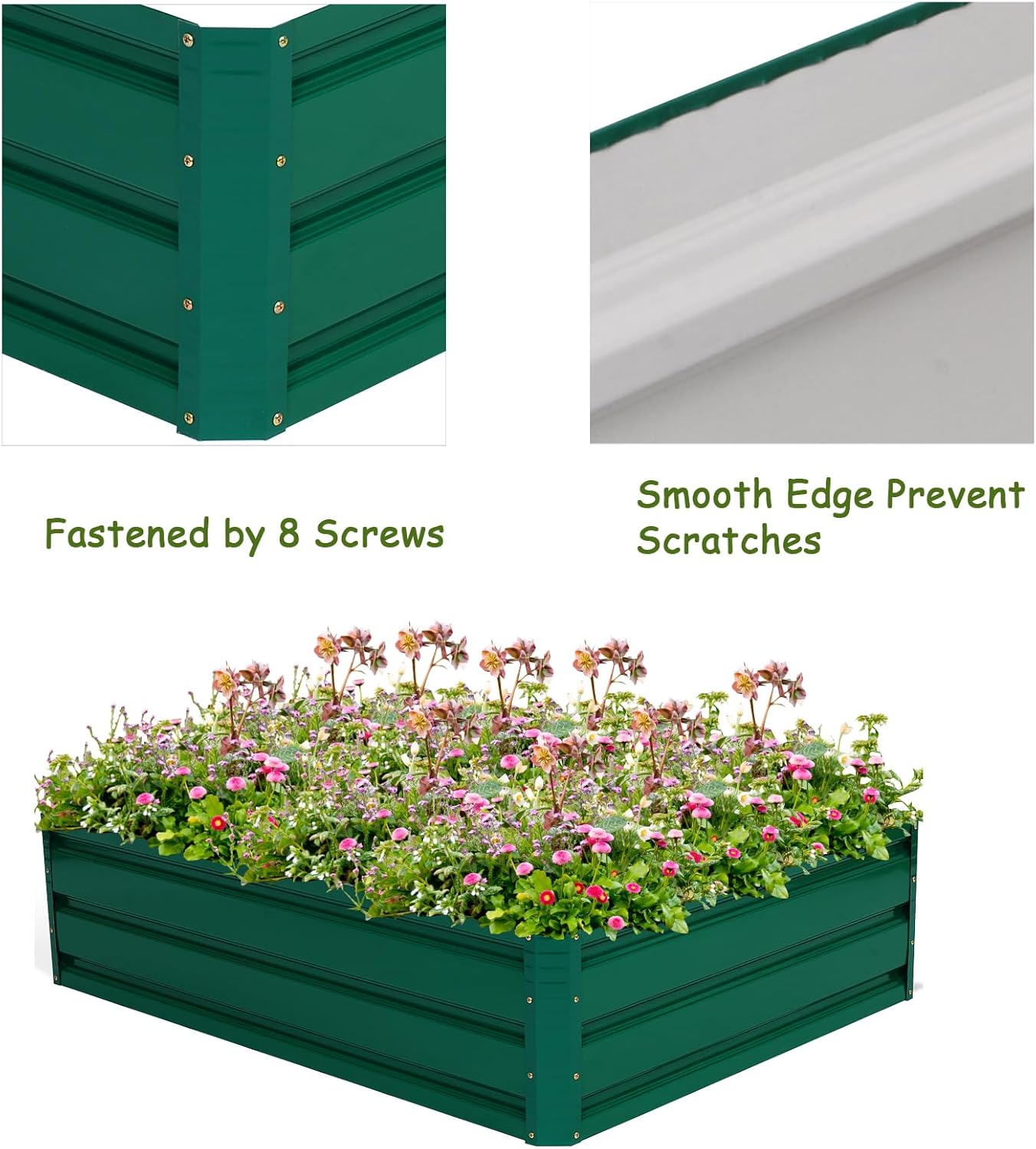 Raised Garden Bed Metal Planter 120cm Outdoor Veg Herb Box Green