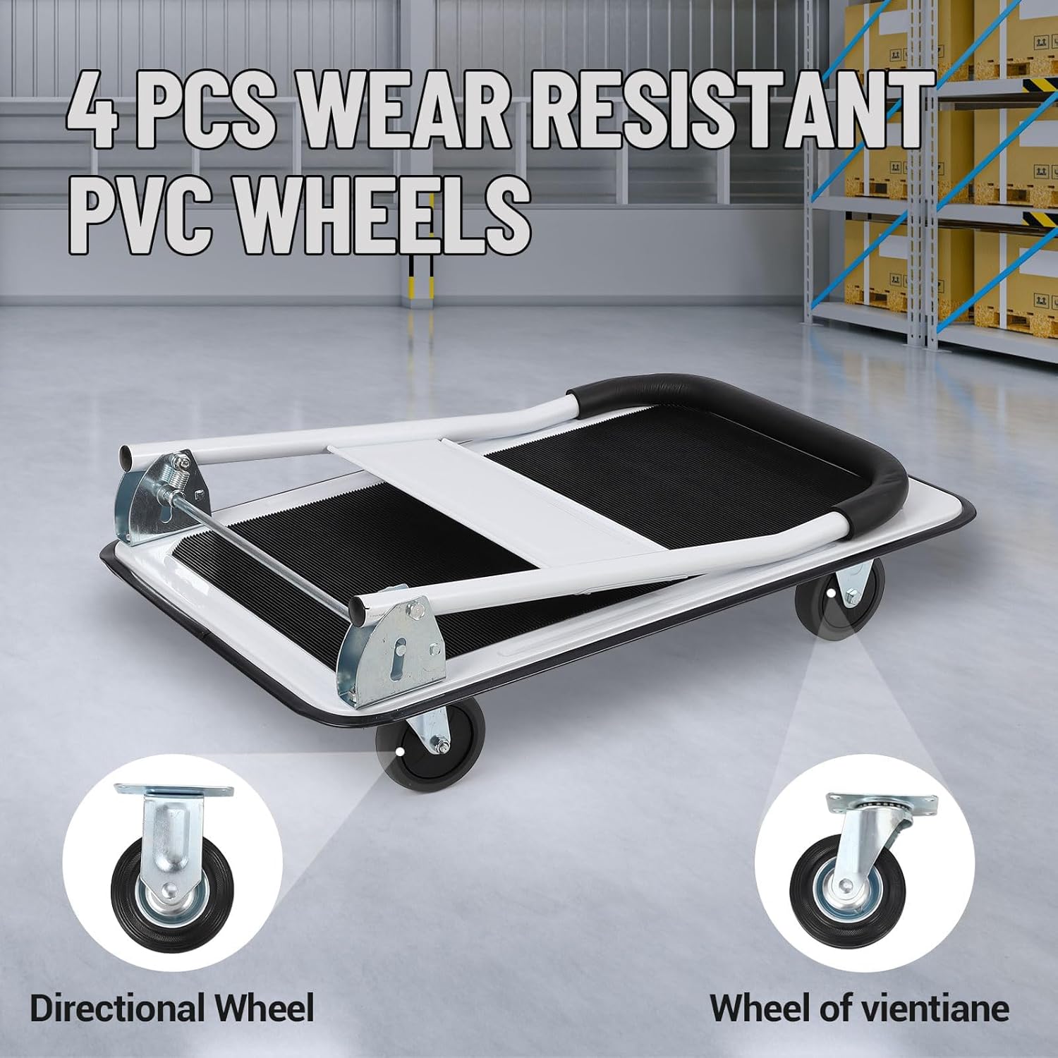 150KG Heavy Duty Platform Truck Folding Flatbed Trolley
