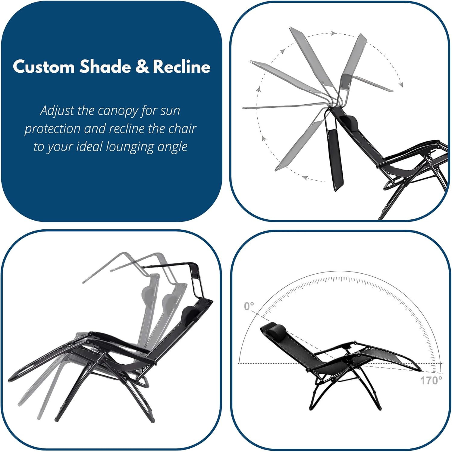 Set of 2 Zero Gravity Sun Lounger Chairs Black