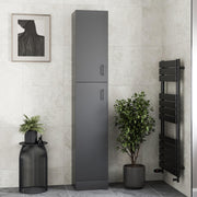 Tall Bathroom Cabinet Matt Black Soft Close Door Unit