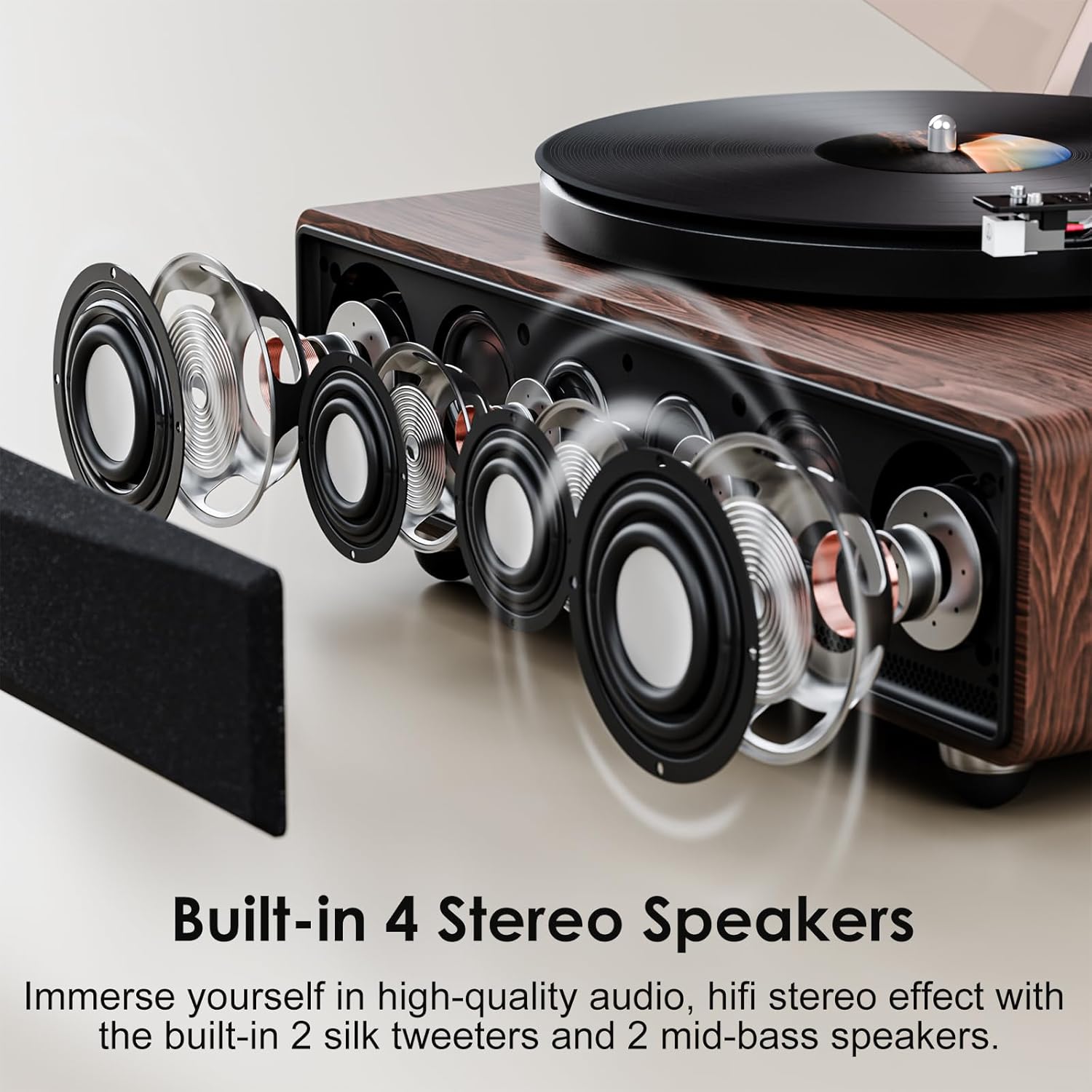 Bluetooth Vinyl Record Player Turntable with Speakers