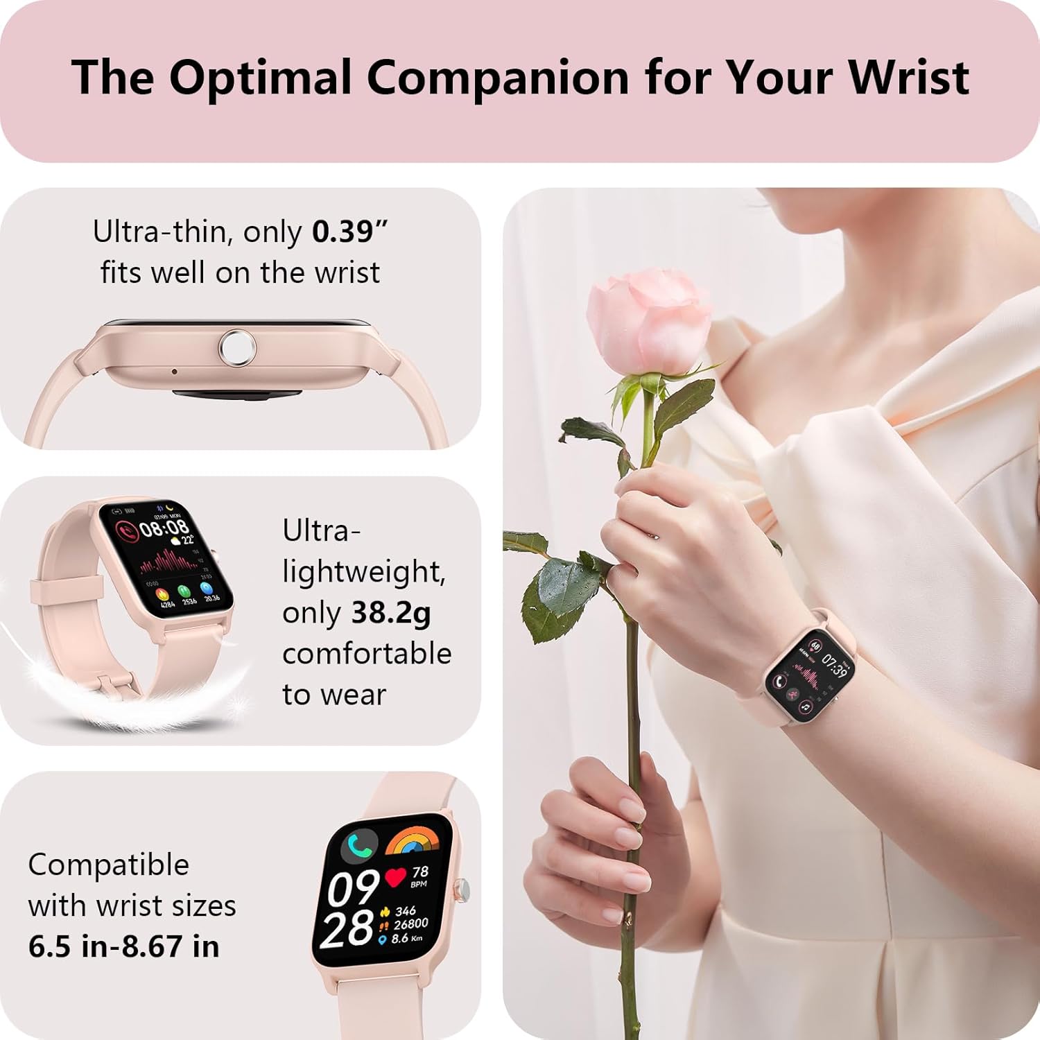 Smart Watch for Women Bluetooth Calling Alexa Fitness Tracker