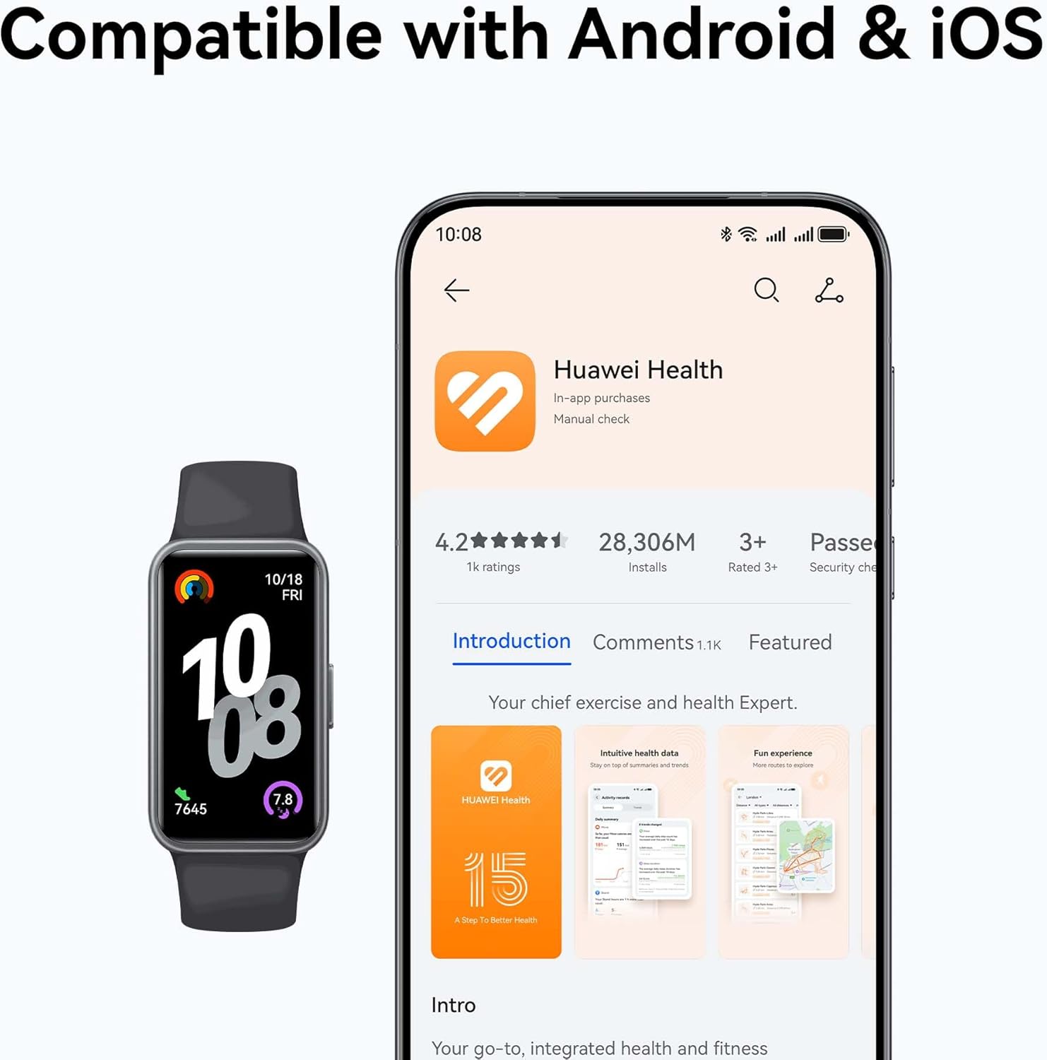 Pink Smart Fitness Band Sleep HRV 14 Day Battery