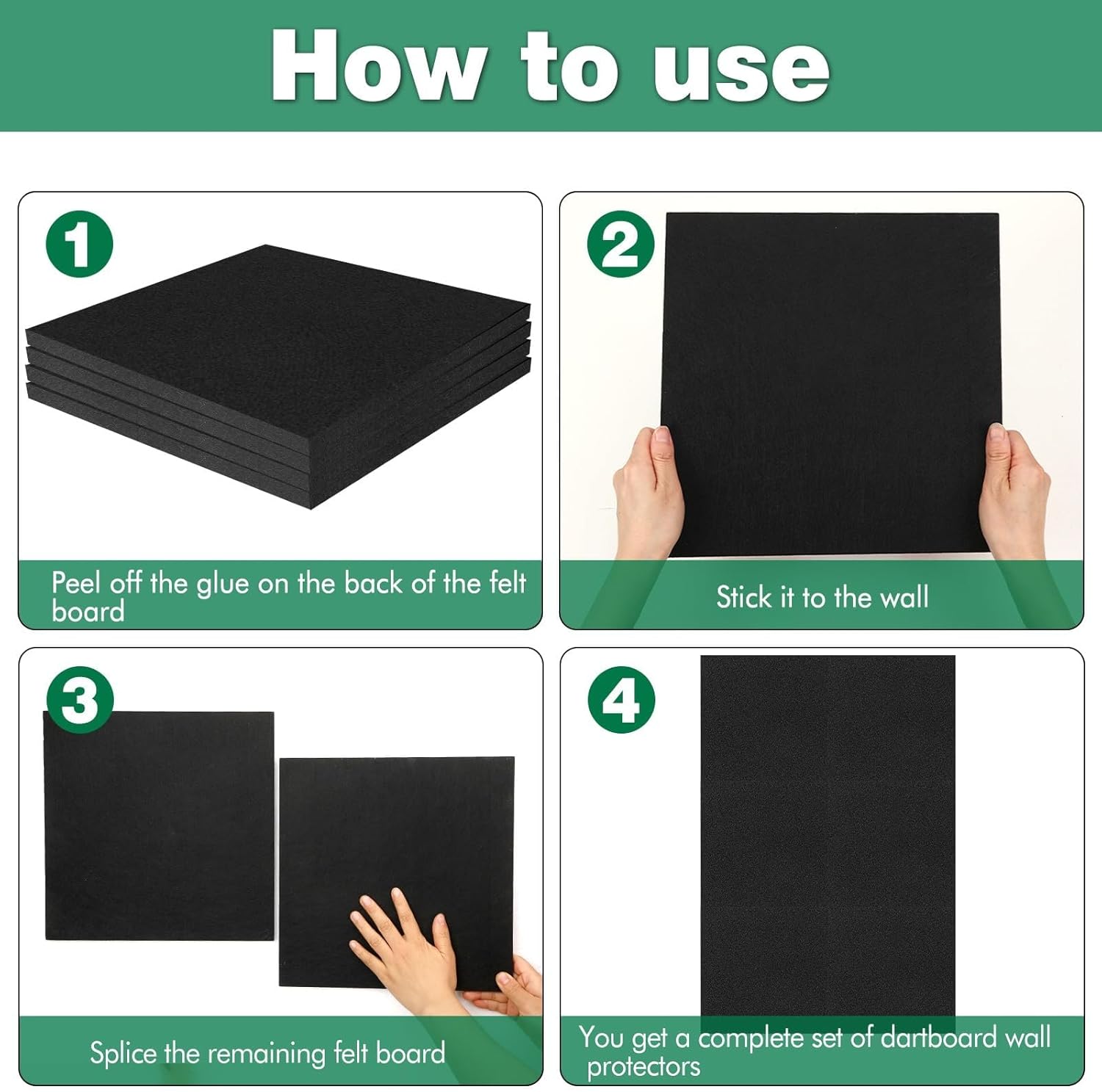 Felt Dartboard Wall Protector Tiles Self Adhesive 6 Pack 30cm