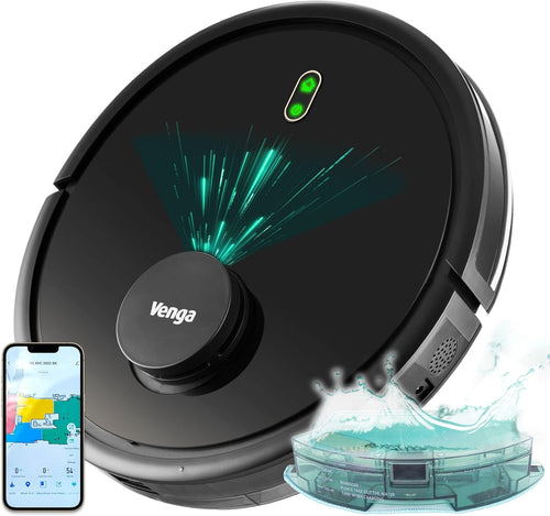 Robot Vacuum Mop 2300Pa LiDAR Laser App Control 6 Modes Auto