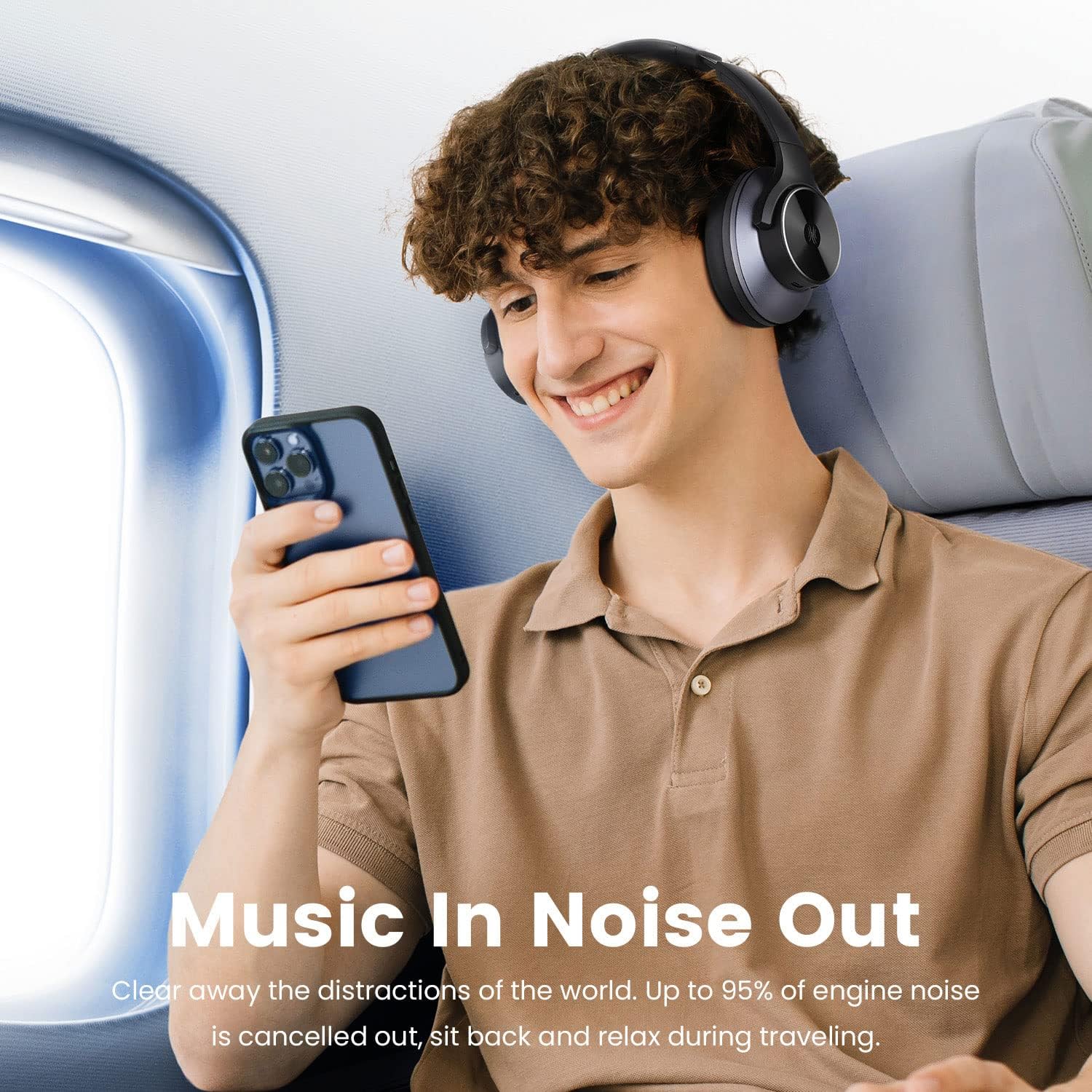 Bluetooth Noise Cancelling Over Ear Headphones 62H Battery
