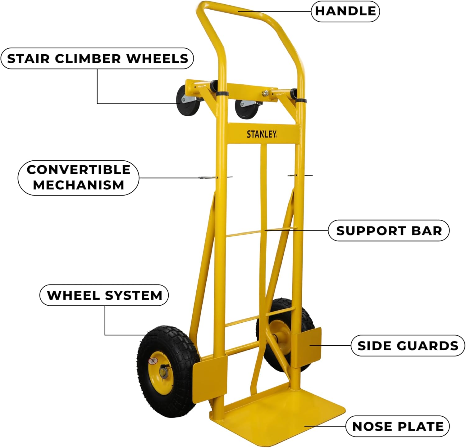 2 In 1 Steel Hand Truck Platform Trolley 200KG Yellow