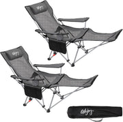 Set of 2 Reclining Camping Chairs Dark Grey