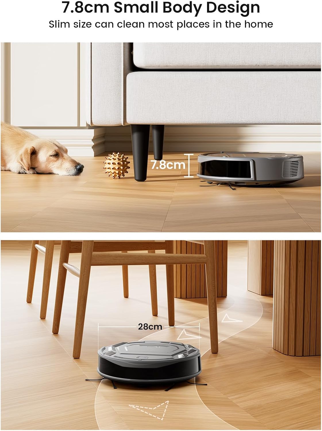 Robot Vacuum 4000Pa Smart Cleaner Slim 7.9cm Pet Hair