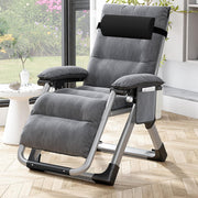 Zero Gravity Folding Sun Lounger Chair Grey 200KG