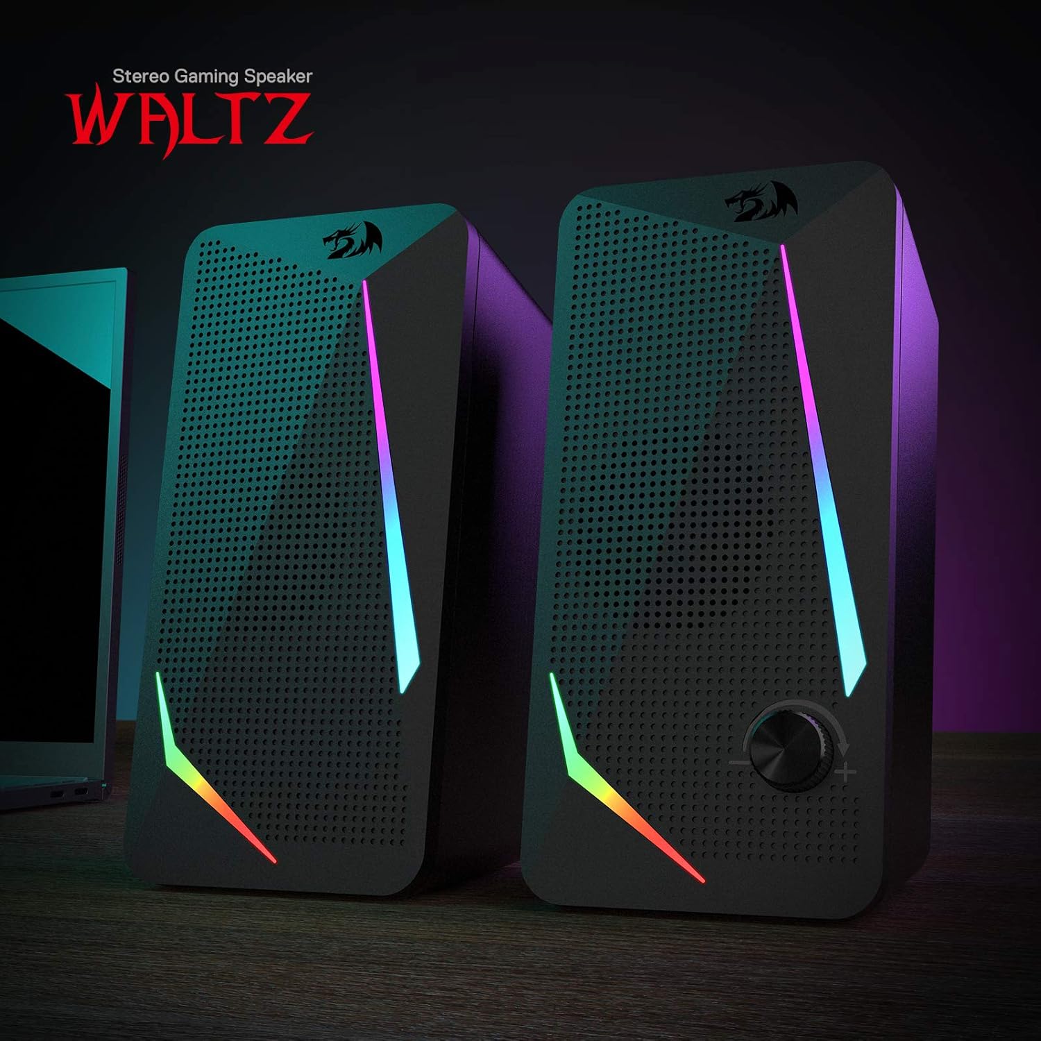 PC Speakers RGB Stereo USB Powered Desktop Audio Bass Control