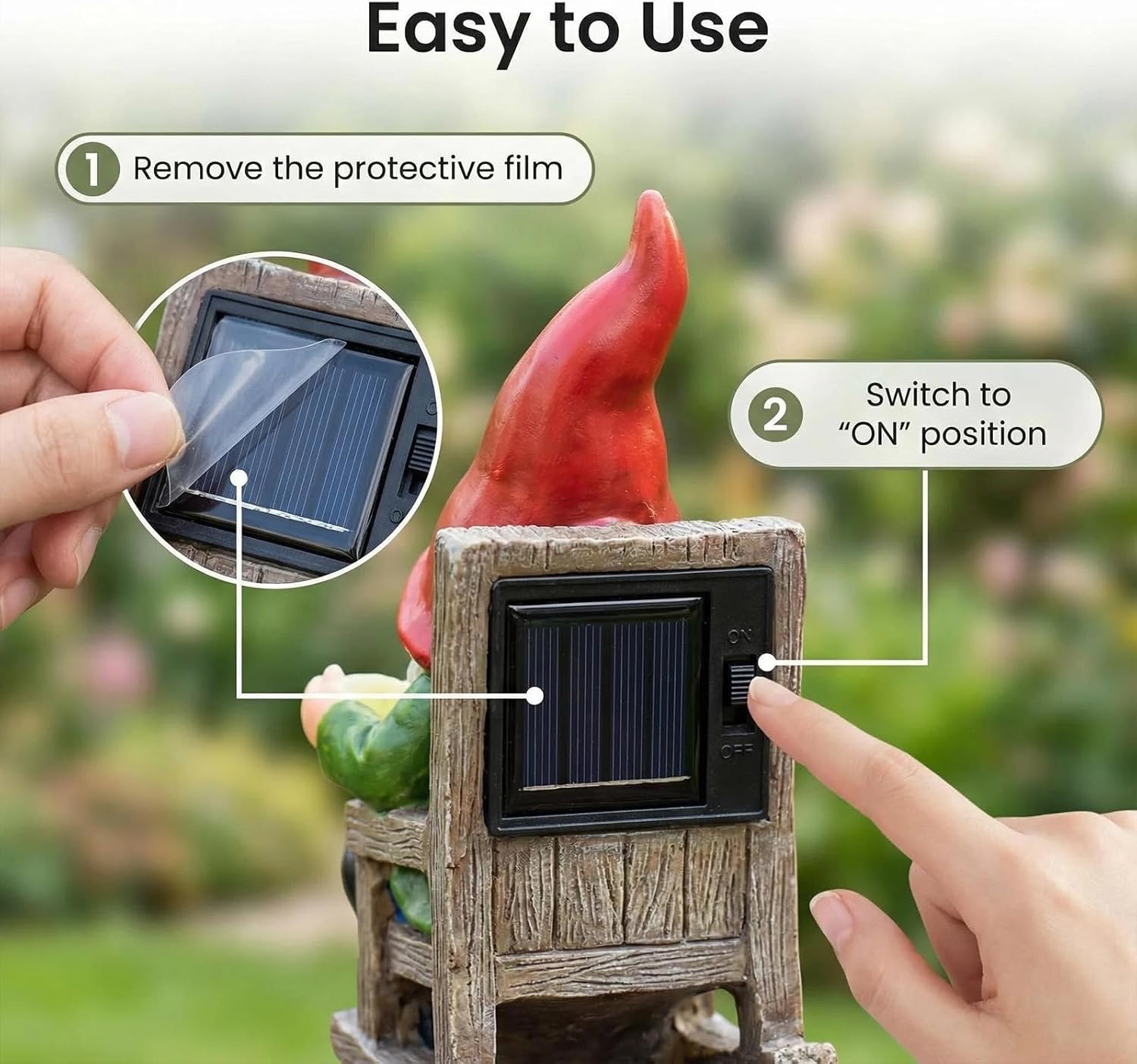 Solar Gnome Garden Statue LED Light Outdoor Coffee Cup Decor