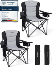 Set of 2 Oversized Camping Chairs 205KG Cooler