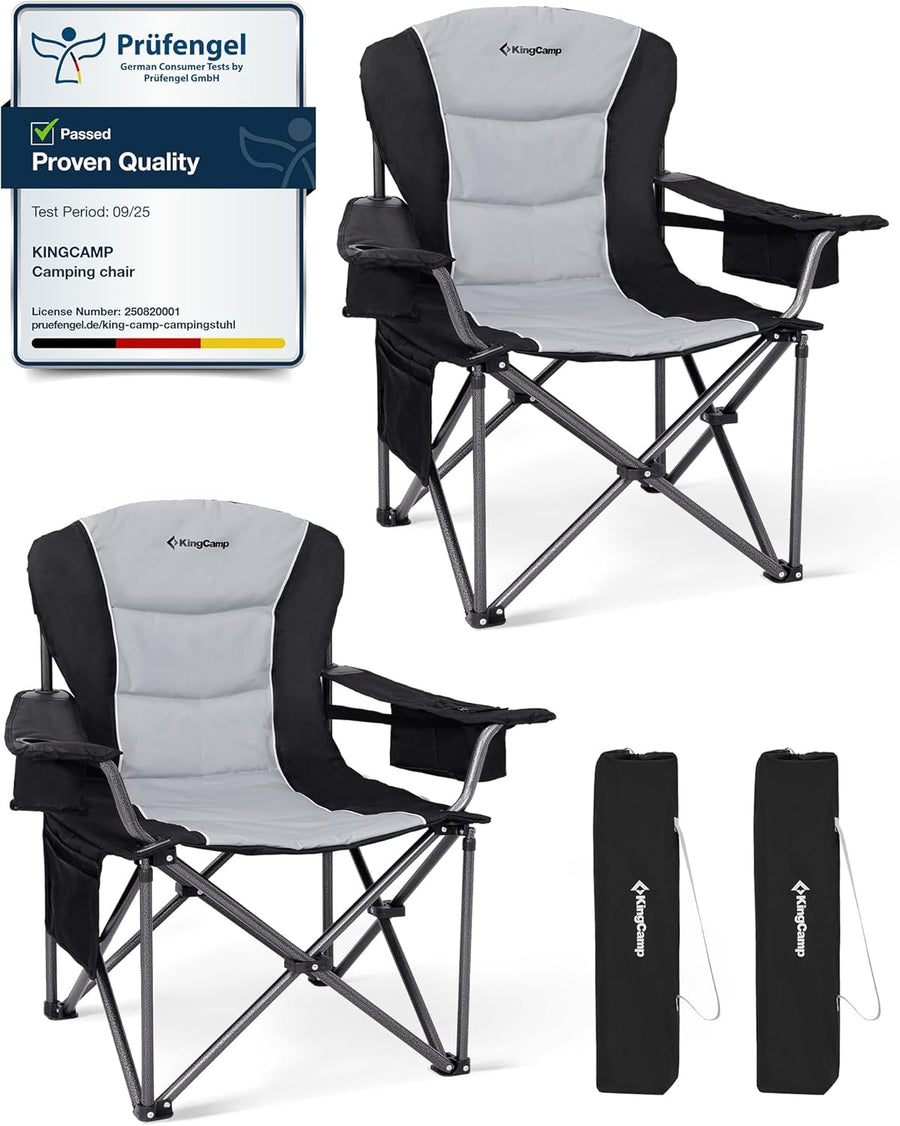 Set of 2 Oversized Camping Chairs 205KG Cooler