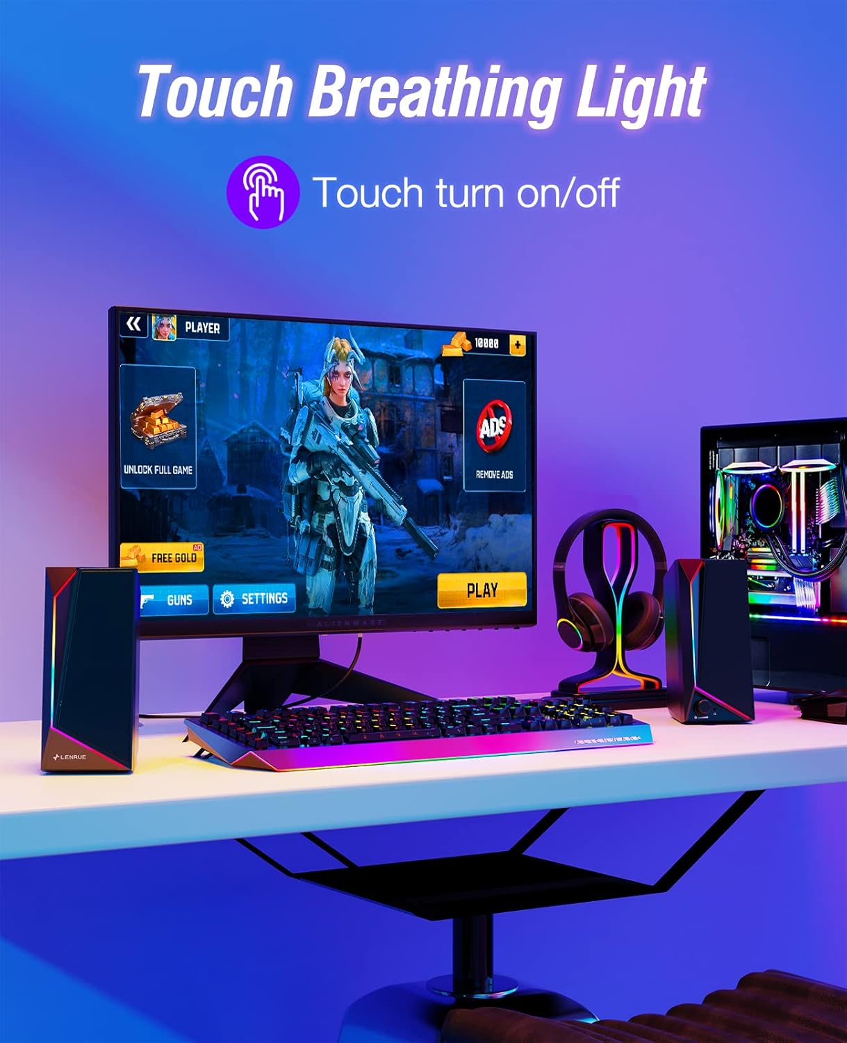 USB PC Speakers Stereo Desktop Sound Headphone Jack LED