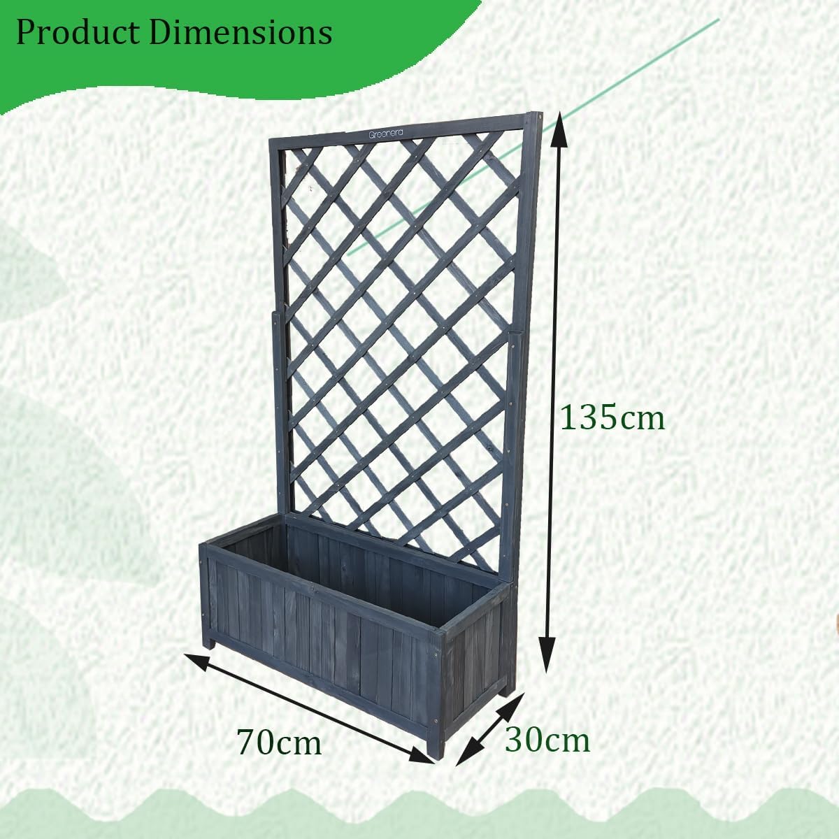 Grey Wooden Planter with Trellis 135cm Raised Garden Box