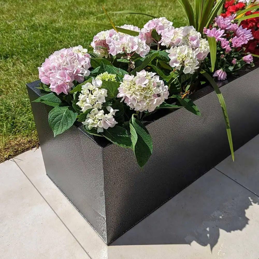 Galvanised Trough Planter 120cm Large Lightweight Outdoor Indoor