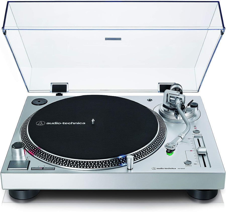 Manual Direct Drive USB Turntable Silver 3 Speed Vinyl Player