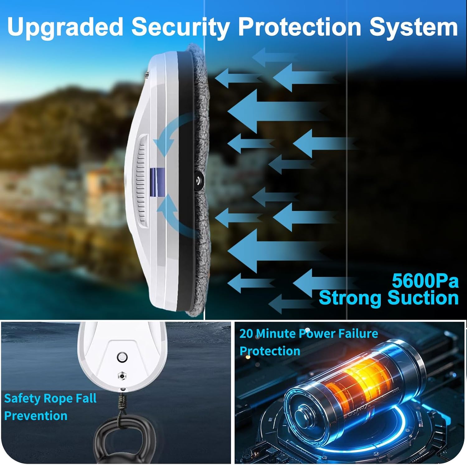 Window Cleaning Robot 5600Pa Smart Auto Cleaner AI Navigation 3 Modes