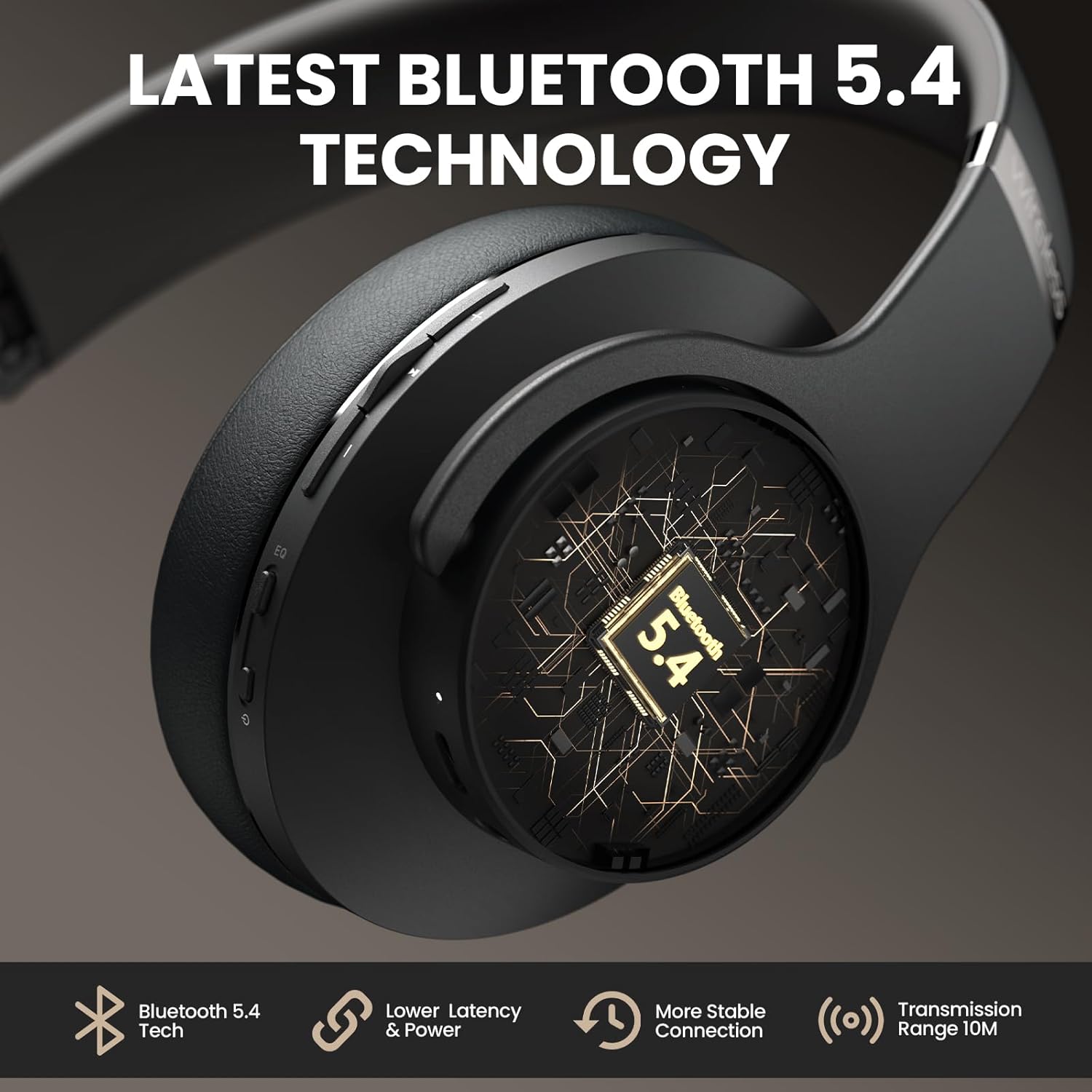 Bluetooth Over Ear Headphones 90H Playtime Foldable Wireless Mic 9 EQ