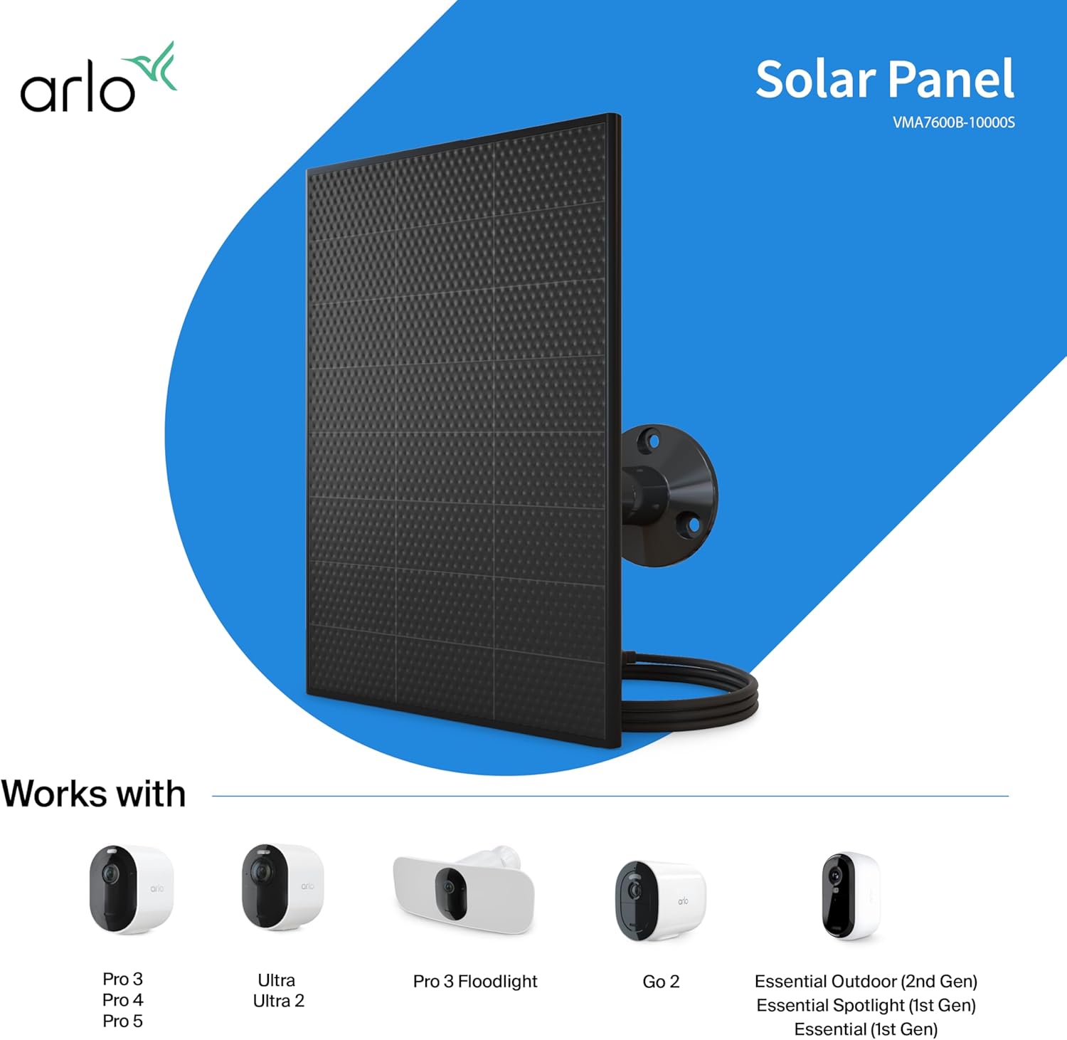 Solar Panel Charger for Wire Free Security Camera Weather Resistant