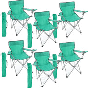 6 Pack Green Folding Camping Chairs with Cup Holder