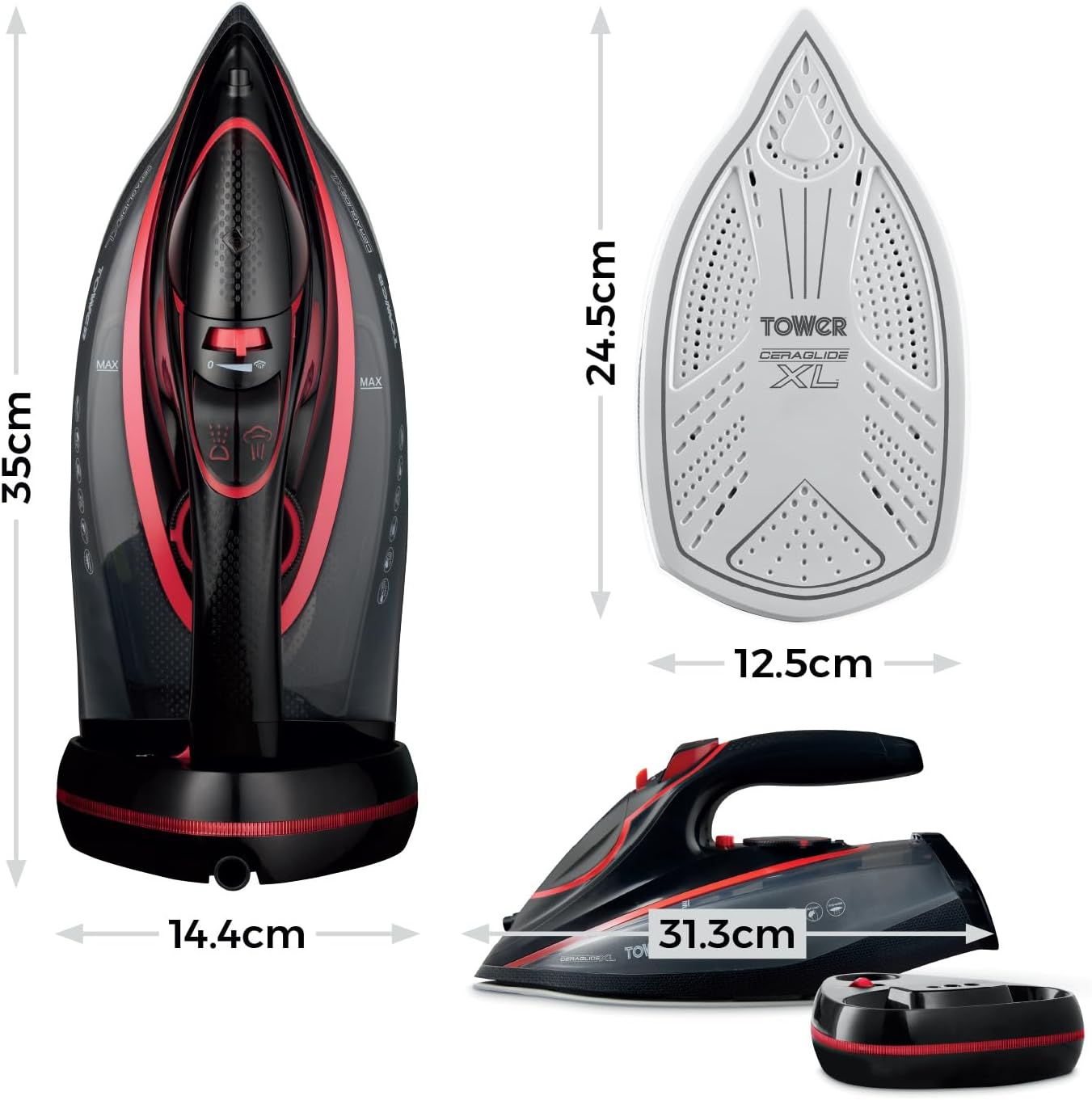 3100W Cordless Steam Iron Ceramic Soleplate 350ml Tank Auto Shutoff