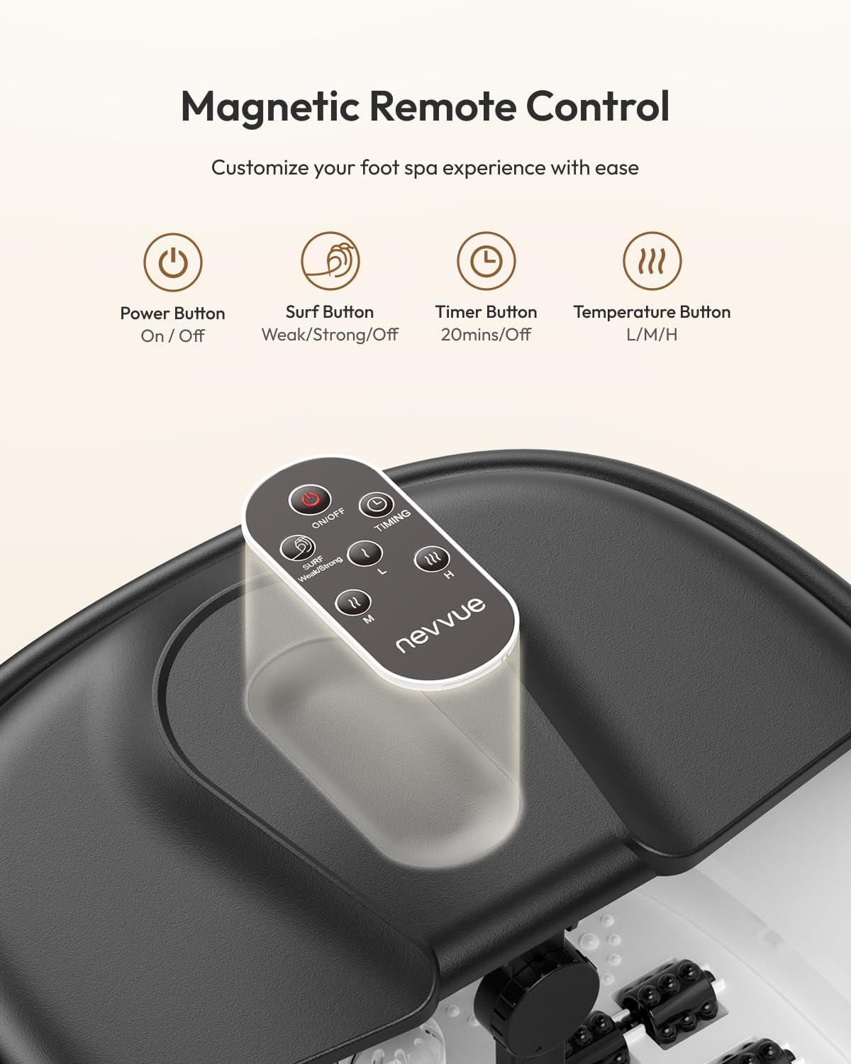 Collapsible Foot Spa Massager Heat Remote 16 Rollers Timer Bath
