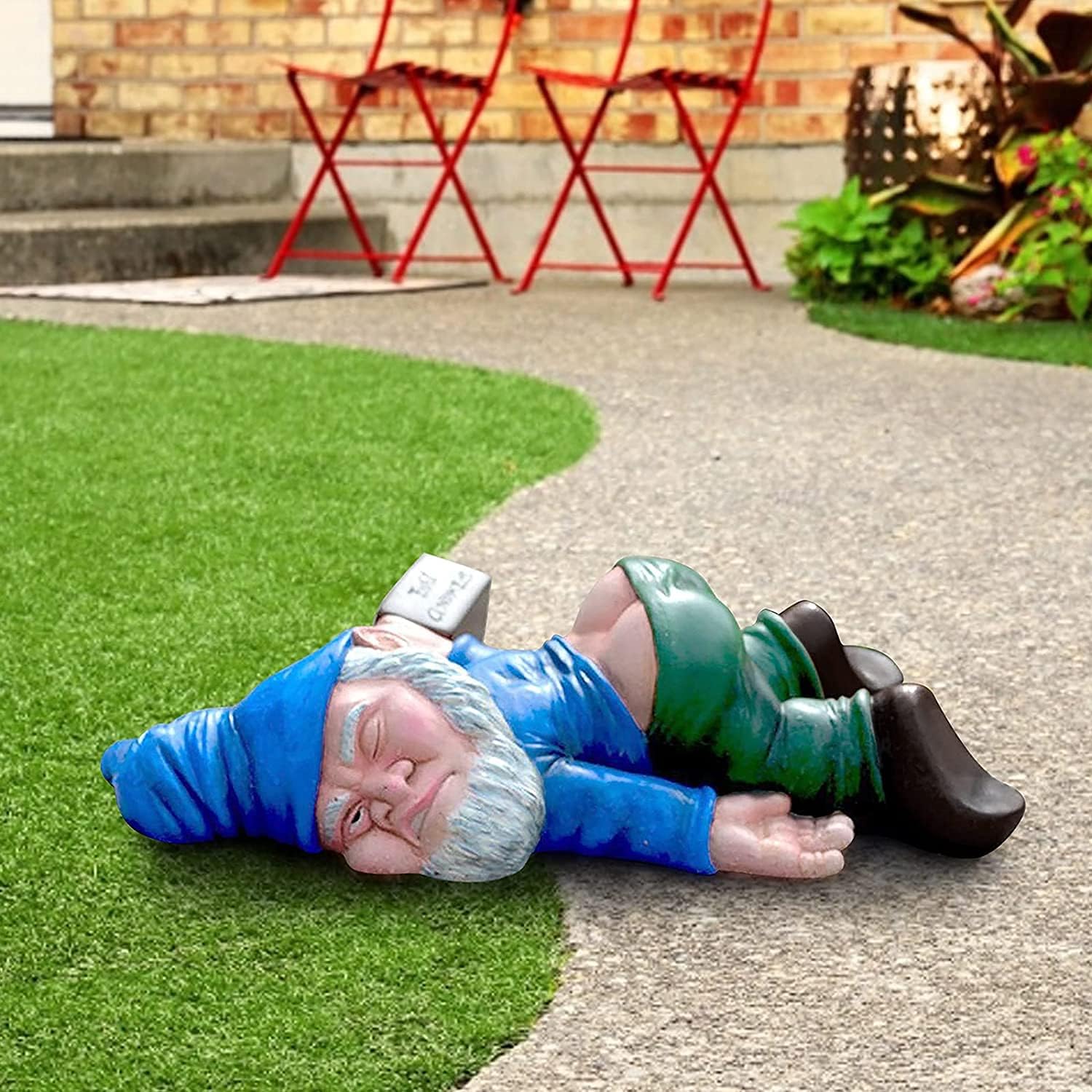 Funny Drunk Gnome Statue Resin Garden Decor Naughty Elf