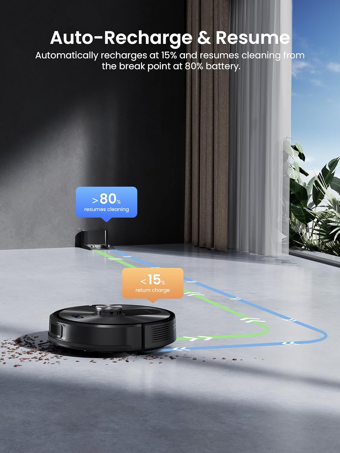 Robot Vacuum Mop 8000Pa LiDAR Mapping App Voice Control 200Min